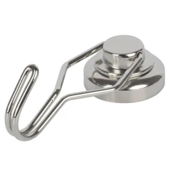 Topfmagnet Neodym Ø 25 mm, mit drehbarem Haken 50 mm, silber ^ Suki Best