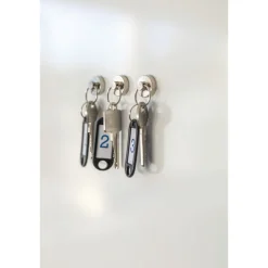 Topfmagnet Neodym Ø 20 mm, mit Schlüsselring Ø 20 mm, silber ^ Suki Hot