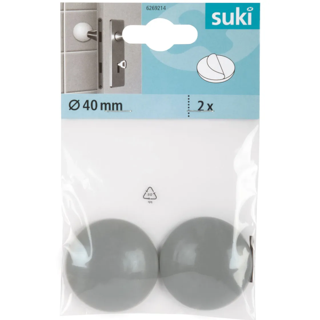 Wandpuffer-Set klebend 4 cm grau 2 Stück ^ Suki