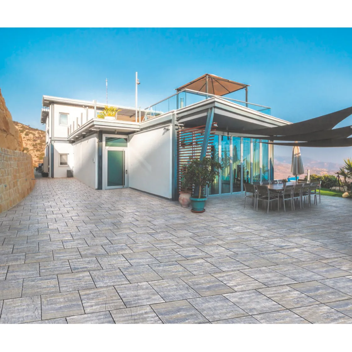 Terrassenplatte No 1 Bagattini Ellenica anthrazit-braun meliert 48 x 48 x 3,2 cm ^ New