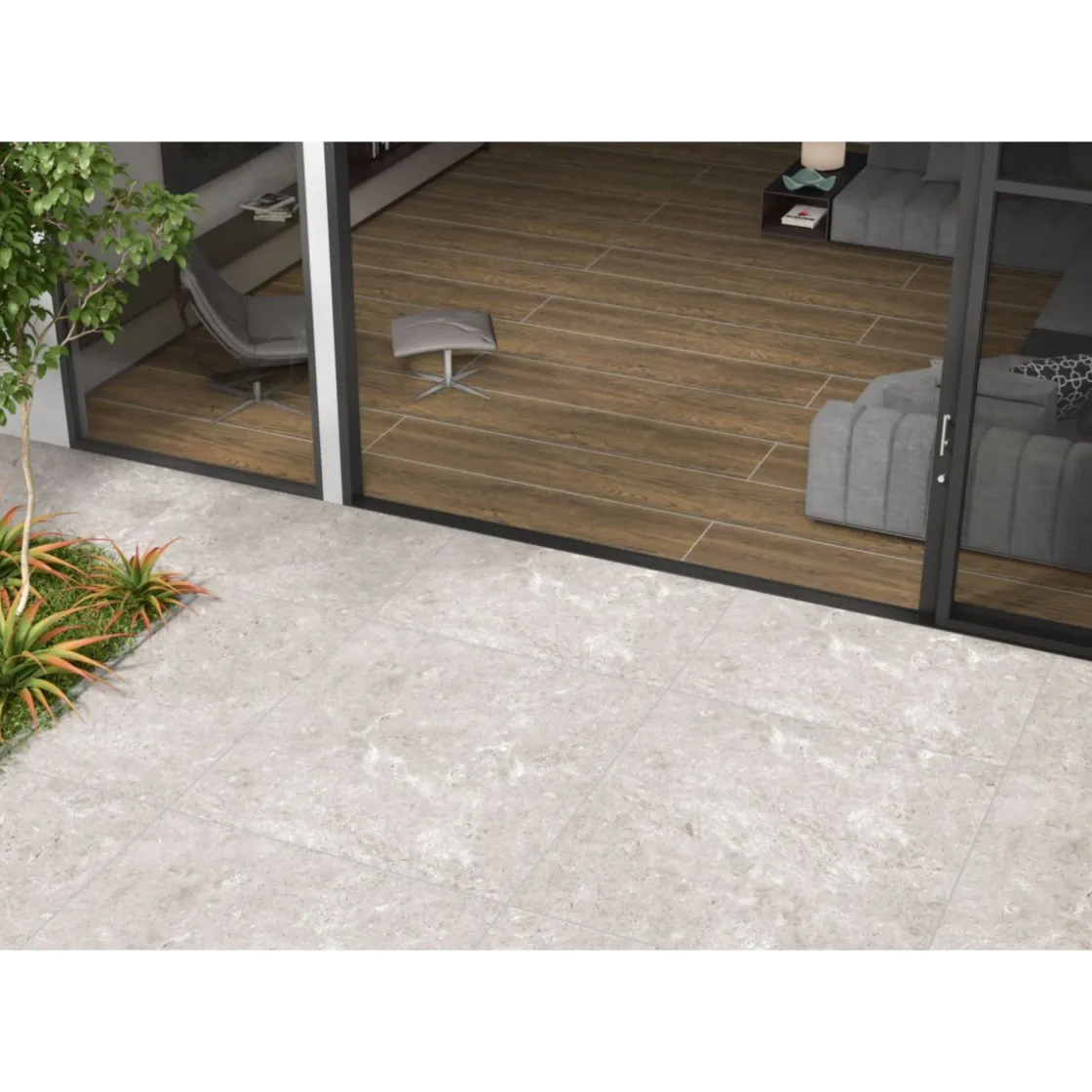Terrassenplatte Travertine silver ca. 80 x 80 x 2 cm ^ Clearance