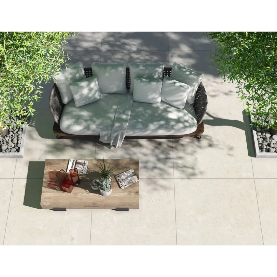 Terrassenplatte Travertine beige ca. 80 x 80 x 2 cm ^ New