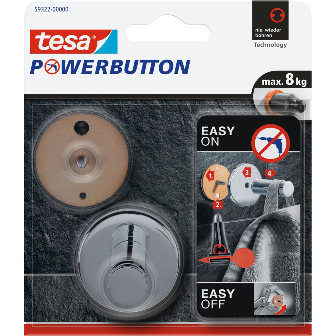 Haken Powerbutton universal Large ^ Tesa Online