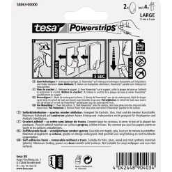 Haken Powertstripe Large Oval mattchrom 2 Haken und 4 Strips ^ Tesa Best
