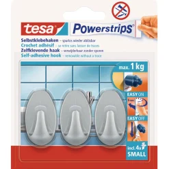 Haken Powertstripe Small chrom Oval 3 Haken und 4 Strips ^ Tesa Discount