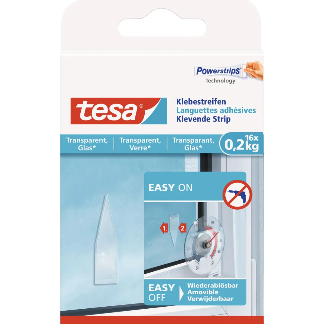 Klebestreifen transparent Glas 16 Stück Traglast 16 x 0,2 Kg ^ Tesa Sale