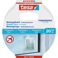 Montageband transparent Glas 5 m x 19 mm Traglast 20 kg ^ Tesa Hot