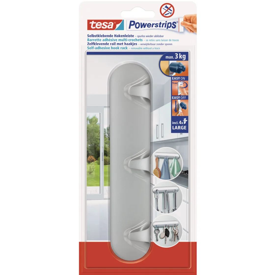Powerstrips Hakenleiste chrom 1 Stück ^ Tesa Online