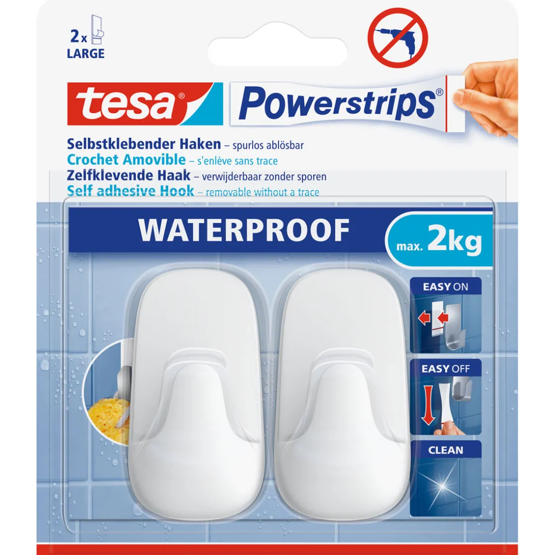 Powerstrips Waterproof Haken Large Plastik weiss ^ Tesa Sale