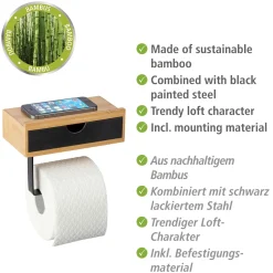 Toilettenpapierhalter m. Ablage Bambusa ^ Wenko Clearance