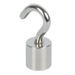 Topfmagnet Neodym mit Schraubhaken M5 Ø 15 x 38 mm, silber ^ Hot