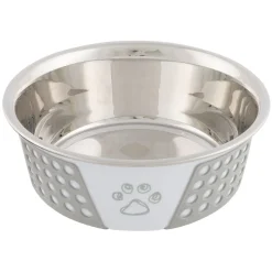 Napf Edelstahl Silikon weiß/gr 0,75l/17 cm ^ Trixie Hot