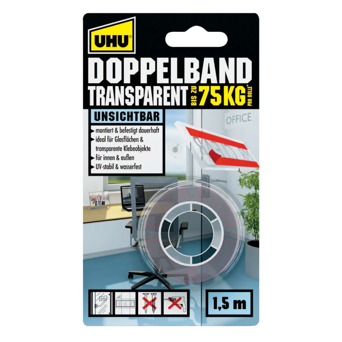 Doppelband transparent 1,5 m ^ UHU Best