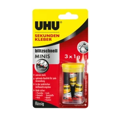 Sekundenkleber blitzschnell minis flüssig 3 x 1 g ^ UHU Outlet