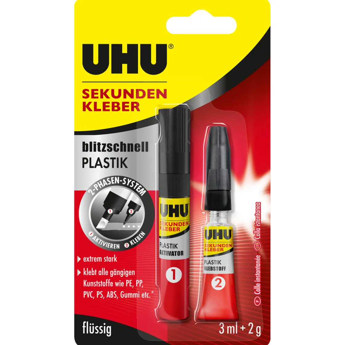 Sekundenkleber Plastik 2 g und 3 ml ^ UHU New