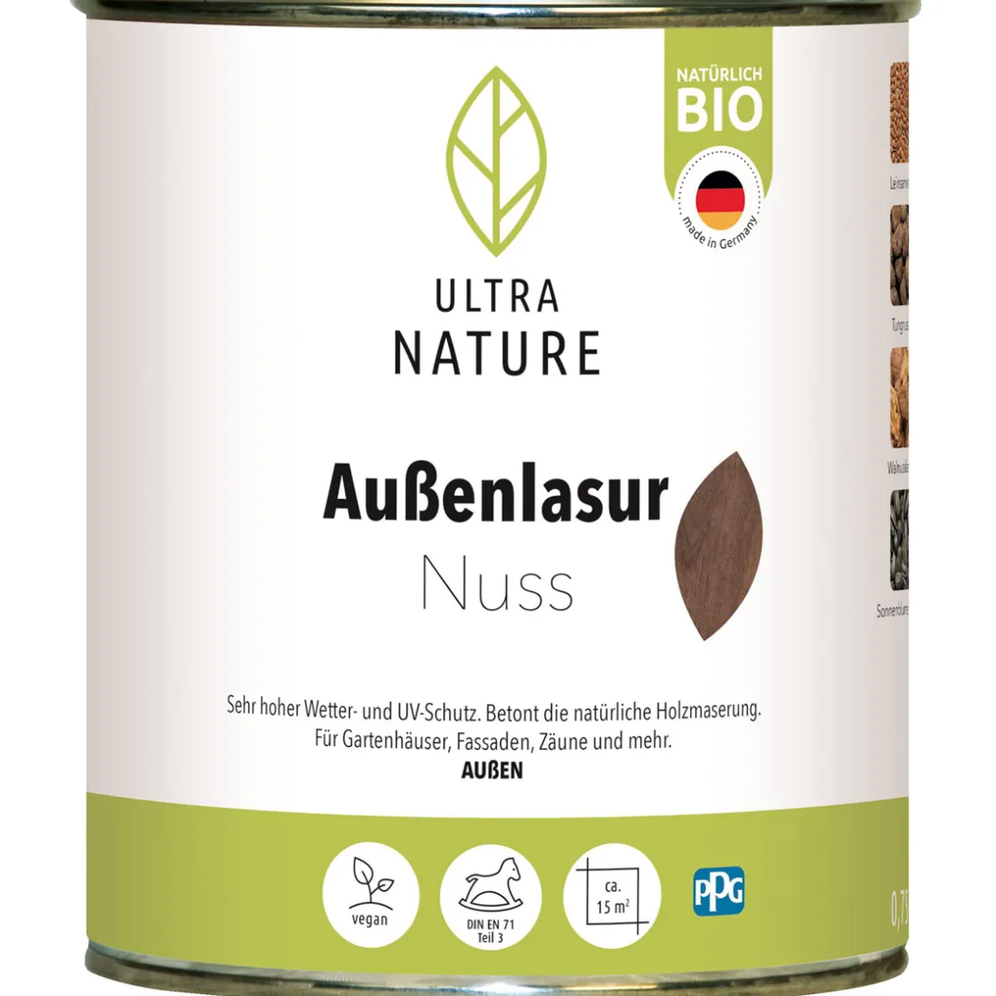 Außenlasur Nuss 0,75 L ^ Ultra Nature Clearance