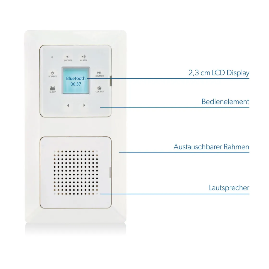 Unterputz-Radio mit Touchfunktion und Bluetooth weiß ^ Unitec Outlet