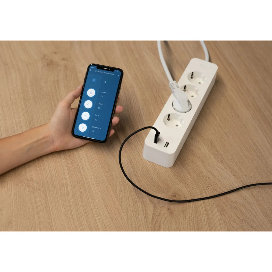 WIFI Steckdosenleiste Smart 4fach inkl 2xUSB weiß ^ Unitec