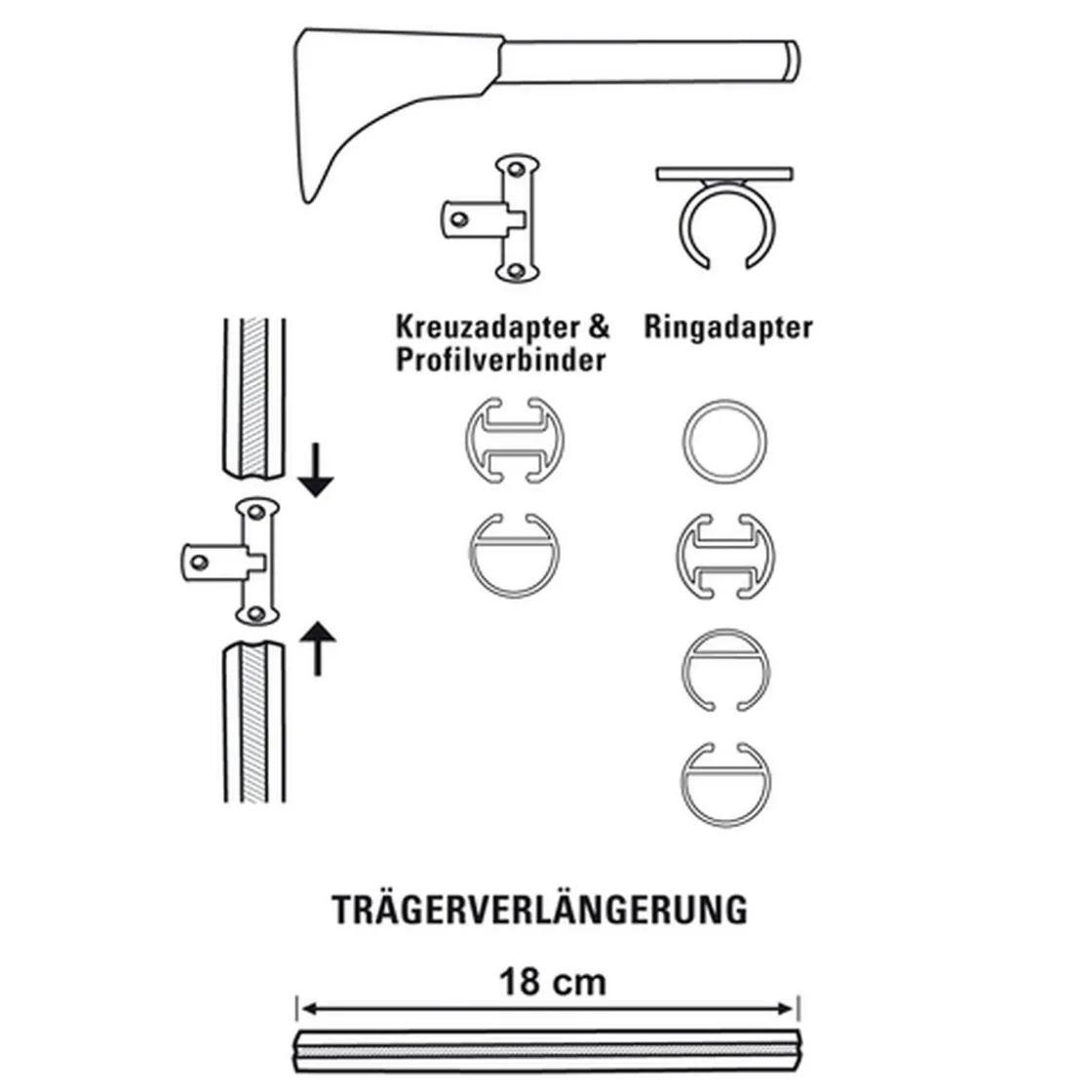 Univers-Träger 1+2lf DM 20 edelst.-optik ^ Gardinia