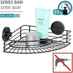 Vacuum-Loc Eckablage Bari schwarz ^ Wenko Discount