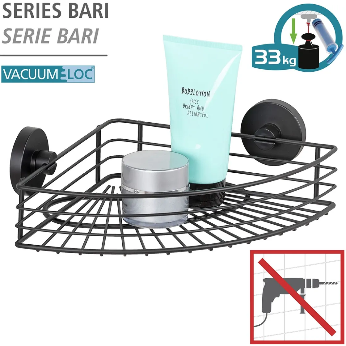 Vacuum-Loc Eckablage Bari schwarz ^ Wenko Discount