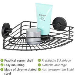 Vacuum-Loc Eckablage Bari schwarz ^ Wenko Discount