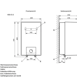 Uebertischspeicher 5 LiterVEN5/7O ^ Vaillant Hot