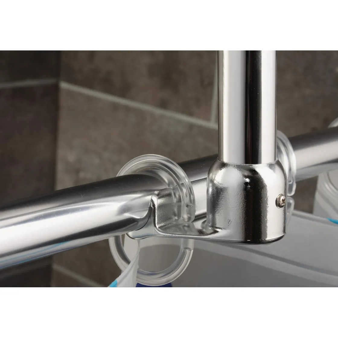 Deckenstütze für 25 mm Duschgestänge 55 cm chrom Aluminium ^ Valblue Outlet