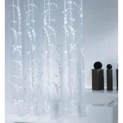 Duschvorhang Dots Folie 180 x 200 cm weiß ^ Valblue