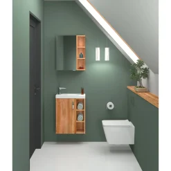 Gäste-Waschbeckenunterschrank Karo Wotan Eiche, inkl. MG-Becken, 1 Tür, 3 offene Fächer B51cm ^ Valblue Hot