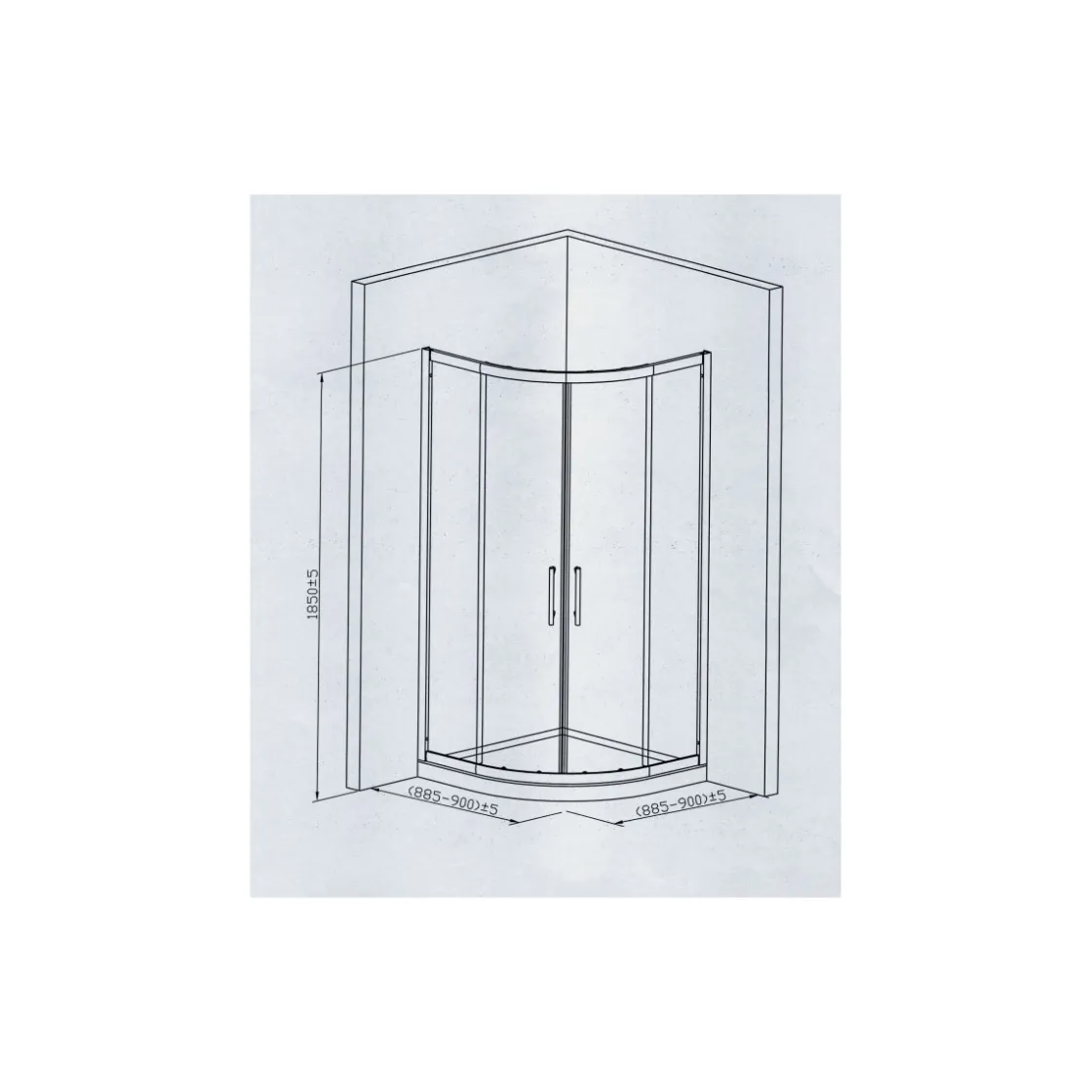Runddusche Ronda für Duschwanne mit 550 mm Radius chromoptik ^ Valblue