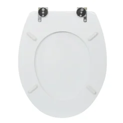 WC-Sitz Easy 2.0 weiss, MDF-Holzkern, Metallscharniere verchromt ^ Valblue New