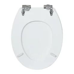 WC-Sitz Turin weiss, MDF-Holzkern, mit Absenkautomatik, Metallscharniere verchr. ^ Valblue Sale