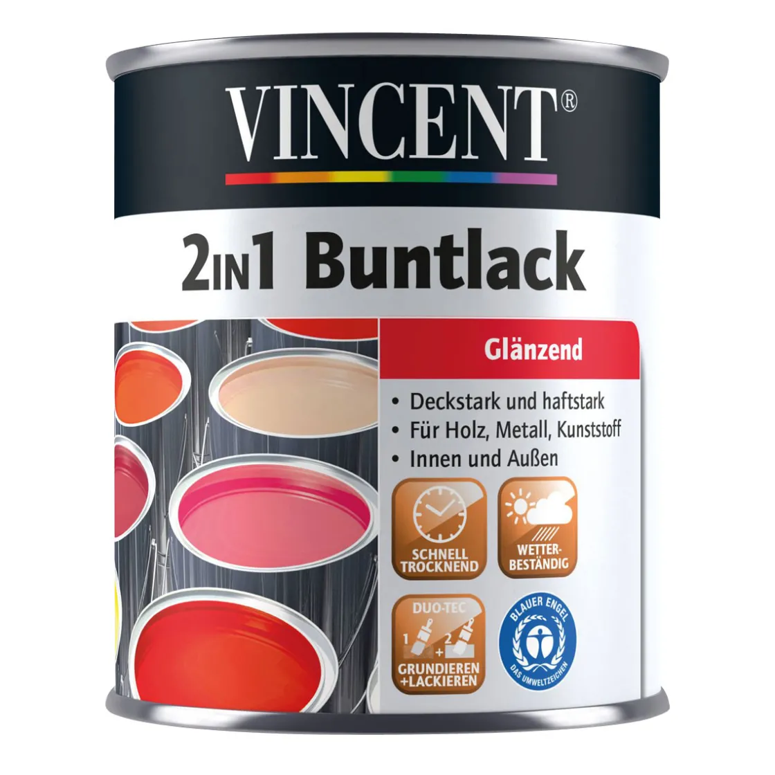 2in1 Buntlack Tiefschwarz glänzend 125 ml ^ Vincent Outlet