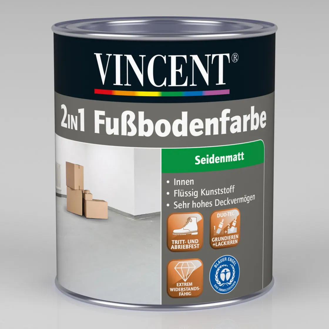2in1 Fußbodenfarbe RAL 7023 Betongrau L ^ Vincent Hot