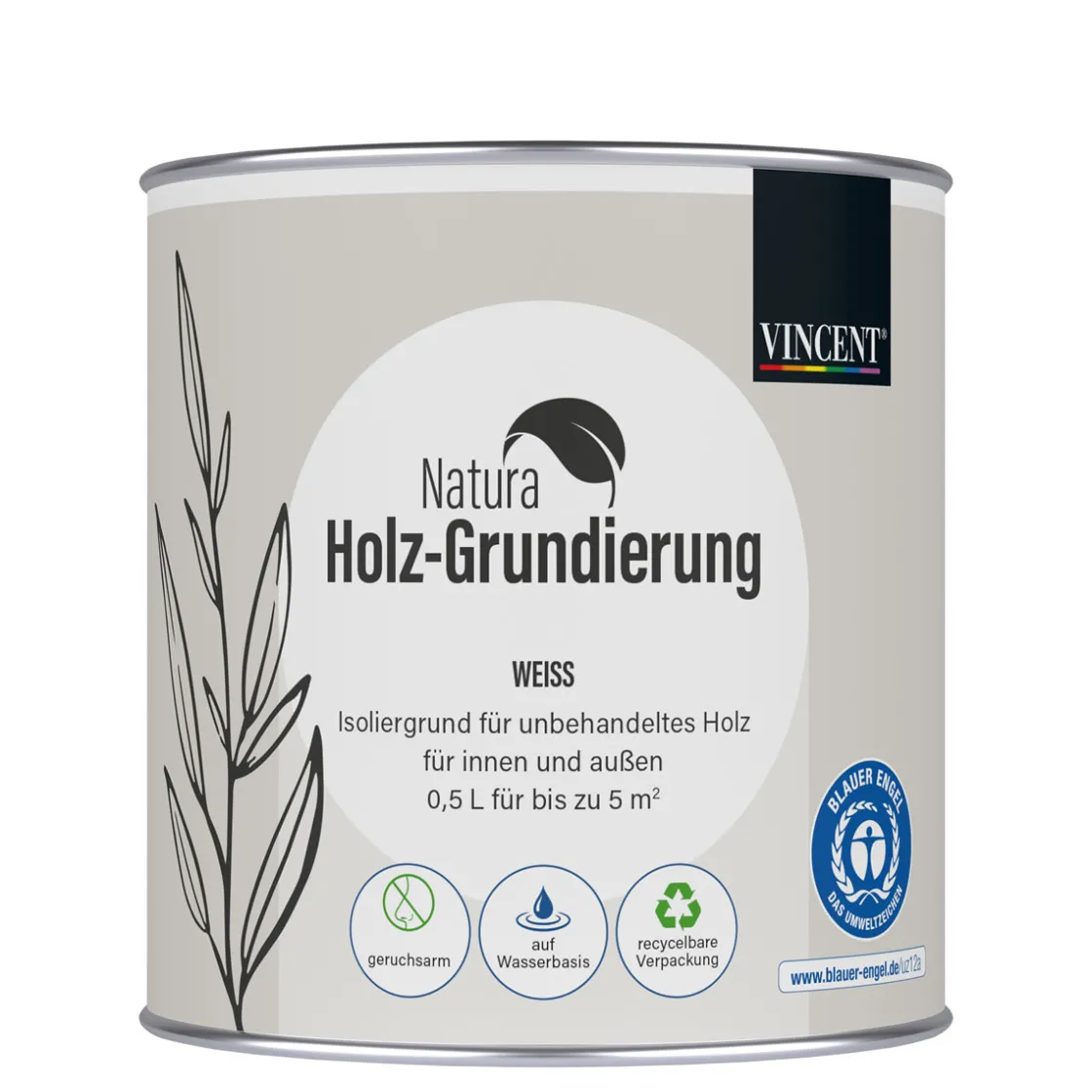 Natura Holz-Grundierung weiß 0,5 L ^ Vincent New