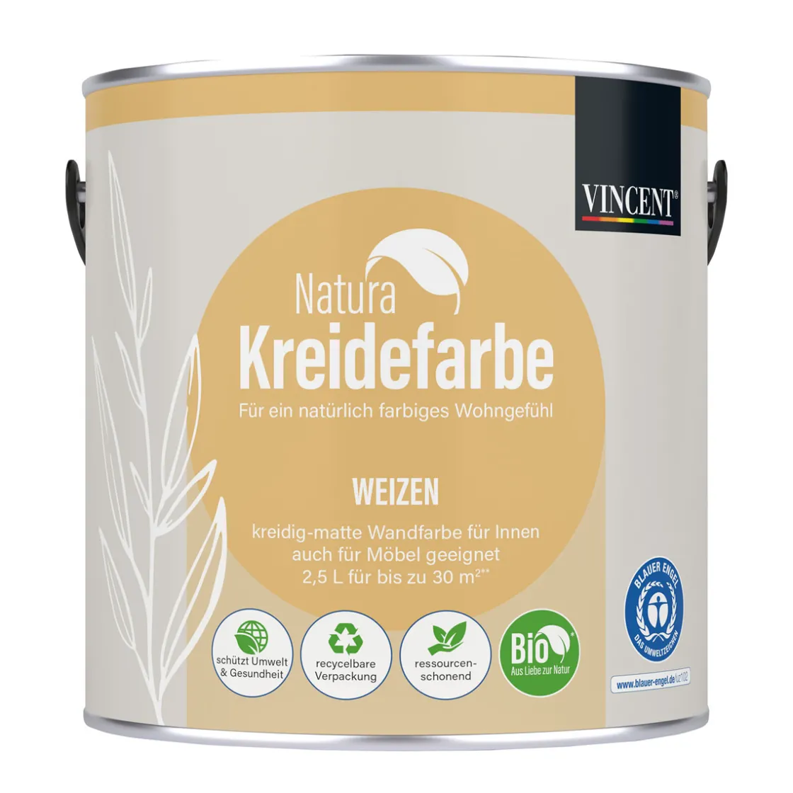 Natura Kreidefarbe Weizen matt 2,5 L ^ Vincent