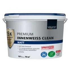 Wand- und Deckenfarbe Premium Innenweiss Clean matt 10 L ^ Vincent
