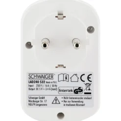 230V Ladeadapter m. Steckd. 2xUSB 3.4Aweiss ^ Schwaiger Best