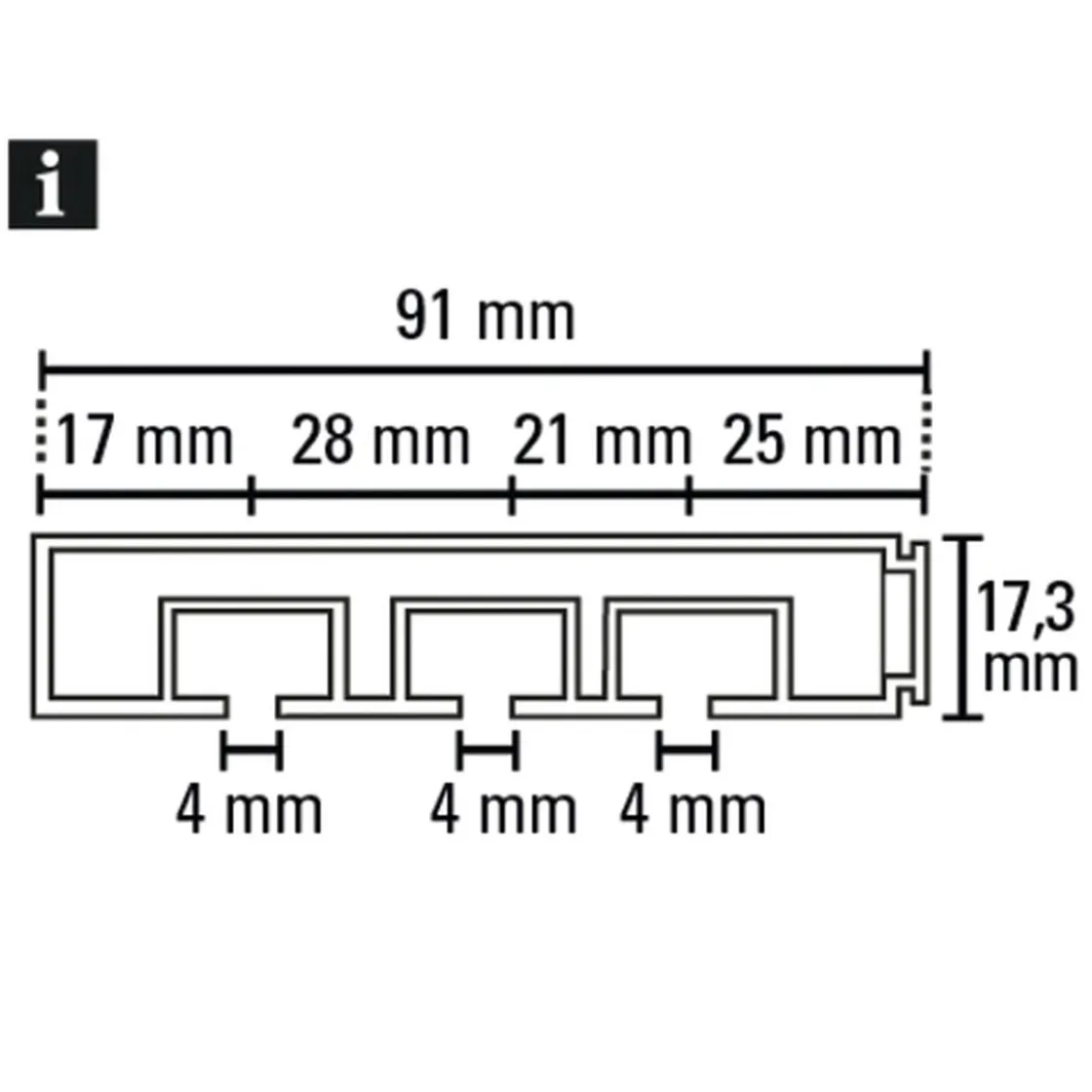 Vorhangschiene GE 3 120cm weiß ^ Gardinia Clearance