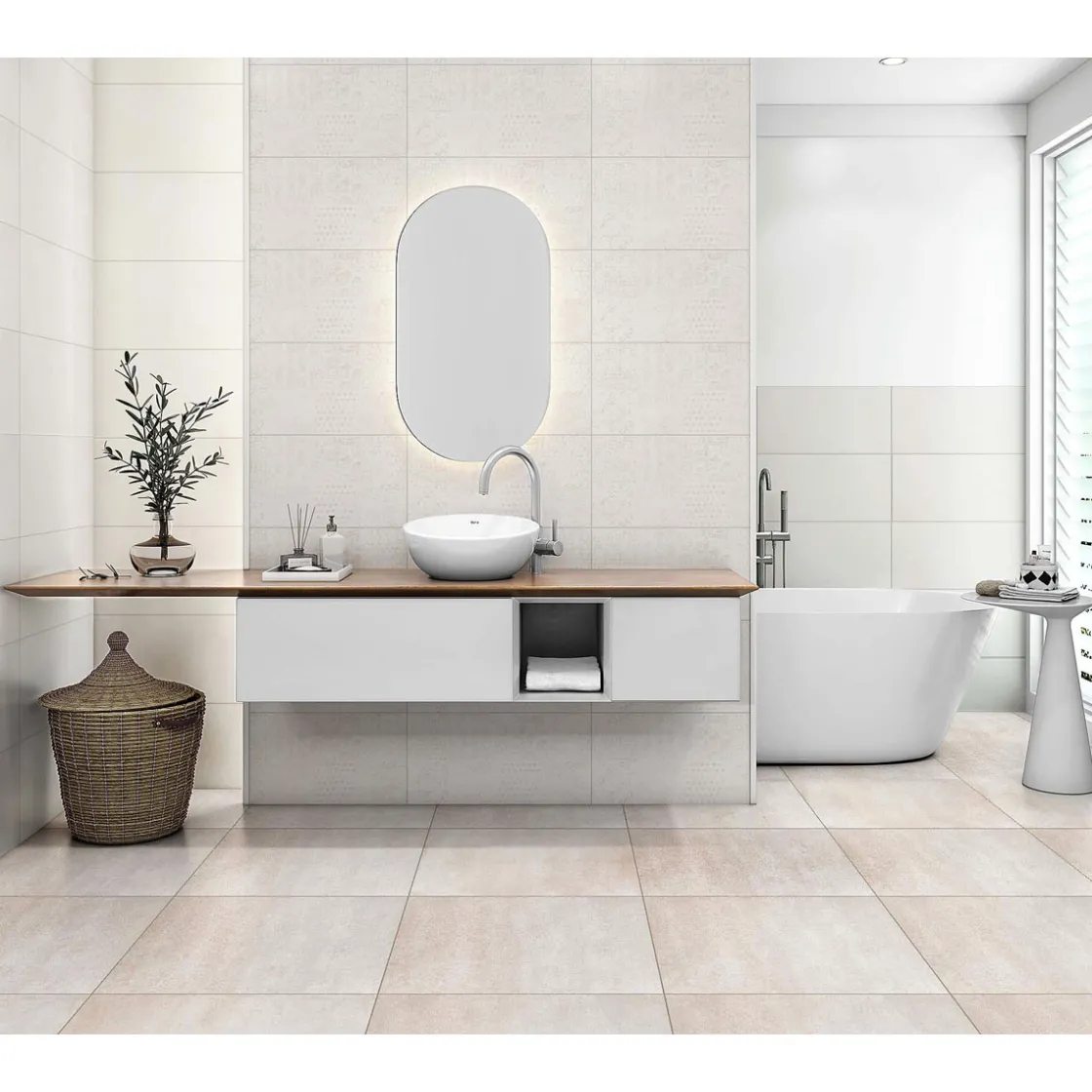 Wandfliese Ella beige Strutur matt 30x60x0,7 cm ^ Clearance