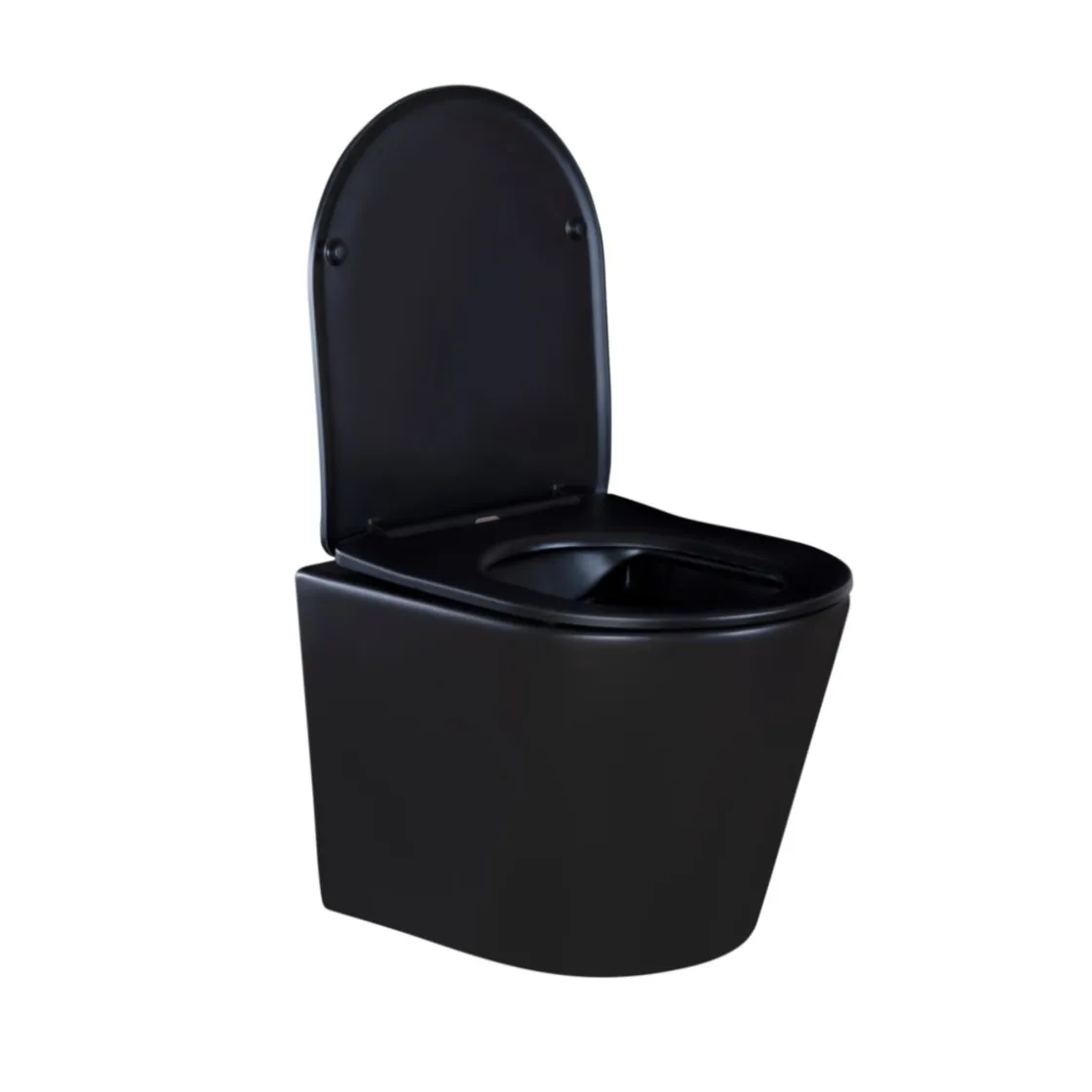 Wand-WC-Set Nakia mattschwarz spuelrand-los inkl. Deckel m. Absenkautomatik ^ sanicomfort Outlet