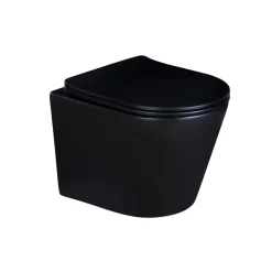 Wand-WC-Set Nakia mattschwarz spuelrand-los inkl. Deckel m. Absenkautomatik ^ sanicomfort Outlet