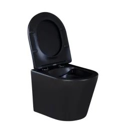 Wand-WC-Set Nakia mattschwarz spuelrand-los inkl. Deckel m. Absenkautomatik ^ sanicomfort Outlet