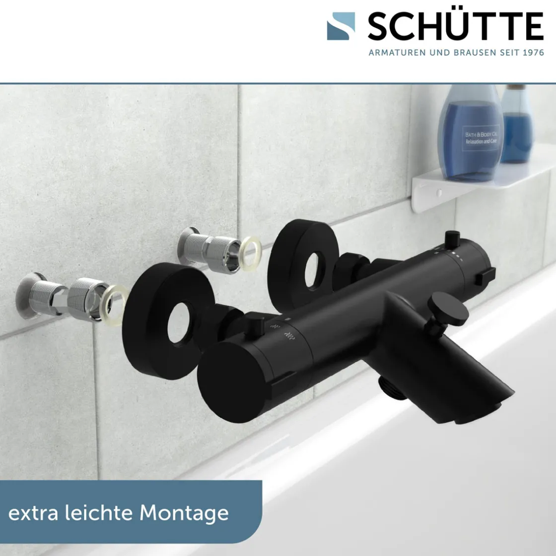 Wannentherm. London,schwarz-matt, 1/2Verbruehschutz und Wassersparfunktion ^ Schütte Discount