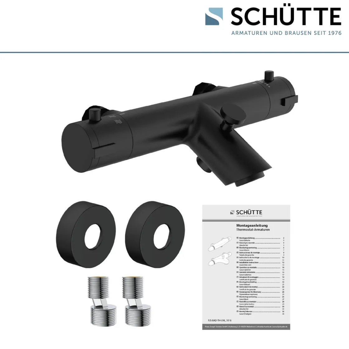 Wannentherm. London,schwarz-matt, 1/2Verbruehschutz und Wassersparfunktion ^ Schütte Discount