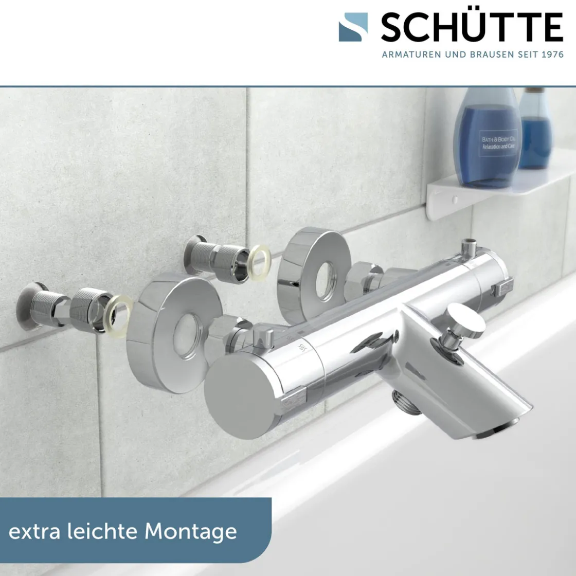 Wannenthermostat London, chrom, 1/2Verbruehschutz und Wassersparfunktion ^ Schütte