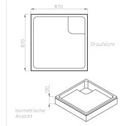 Wannenträger quadratisch 90x90 cm ^ Ottofond Hot