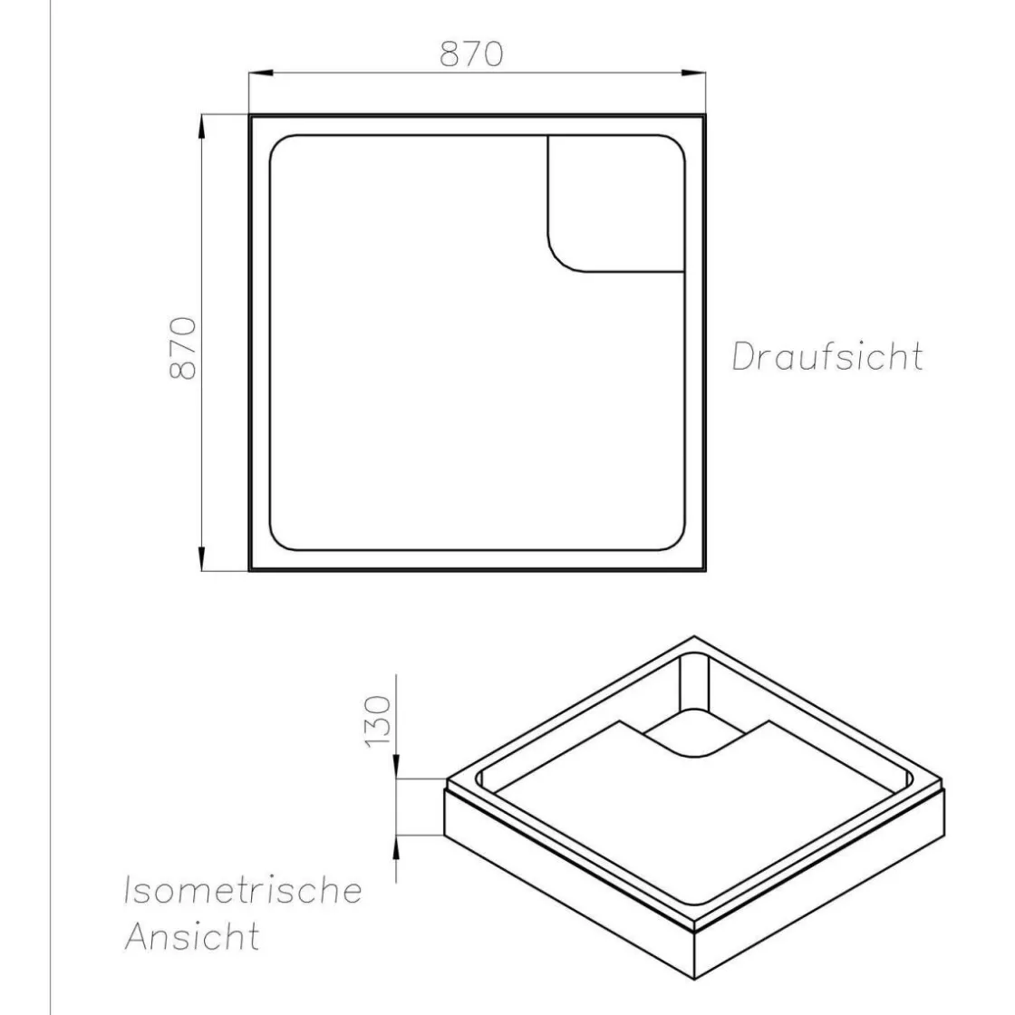 Wannenträger quadratisch 90x90 cm ^ Ottofond Hot