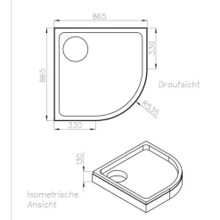 Wannenträger Viertelkreis 90x90 cmRadius 550 ^ Ottofond Sale